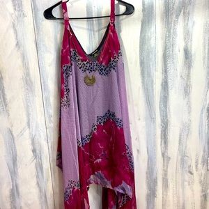 Ana & Rose Sheer Floral Animal Print Sleeveless Gold Necklace Beach Coverup OS